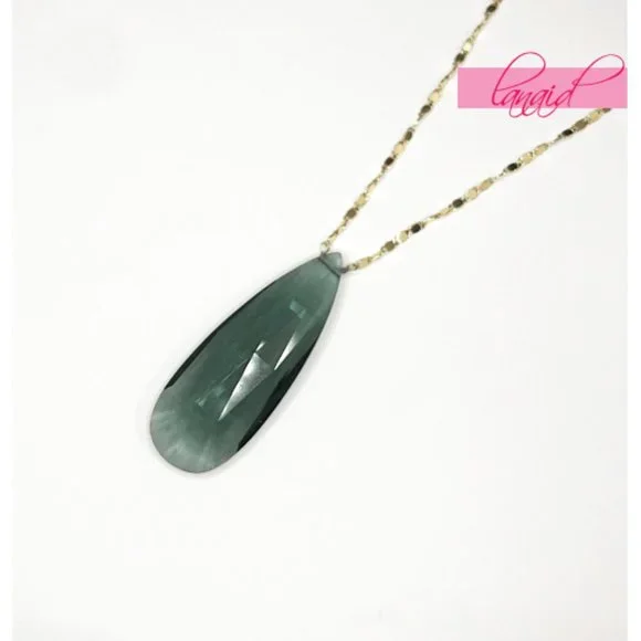 Anthropologie Skipping Stones Necklace Crystal Gem Gemstone Geode Gold Gray Grey - Picture 4 of 7